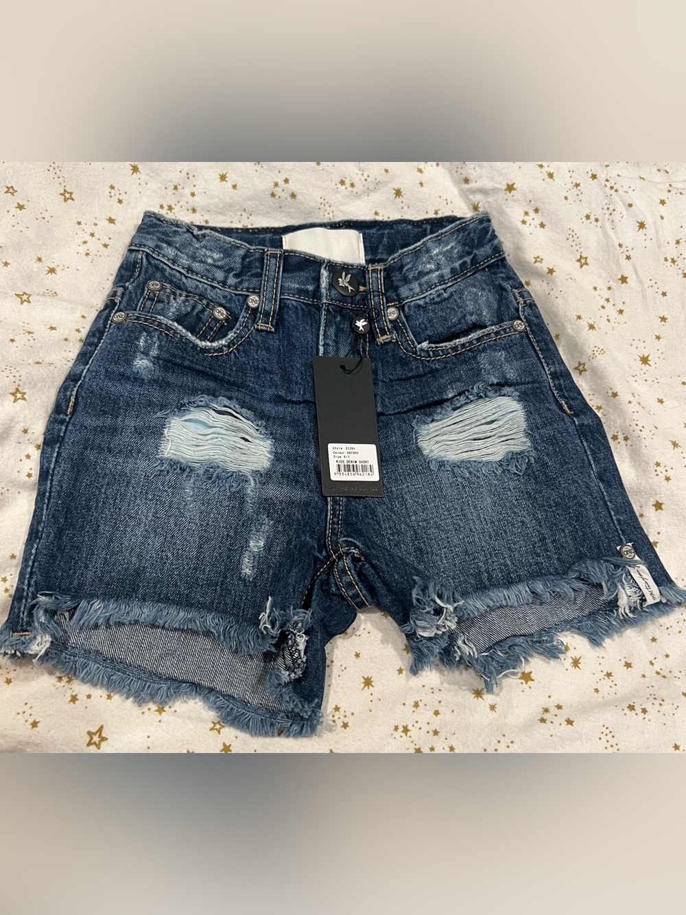 One Teaspoon Dark Blue Distressed Denim Cutoff Shorts